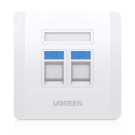 UGREEN Dual Port Wall Plate 2-Port Keystone Faceplate Standard RJ45 Cat6 Cat5e Ethernet Audio Video HDMI Jack Home (80182) Ugreen