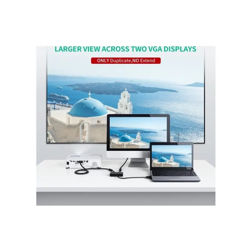 UGREEN 1x2 VGA Splitter Box Dual Display VGA Video Splitter Without Built-in Cable Monitor Projector TV Display Extension 80190 Ugreen