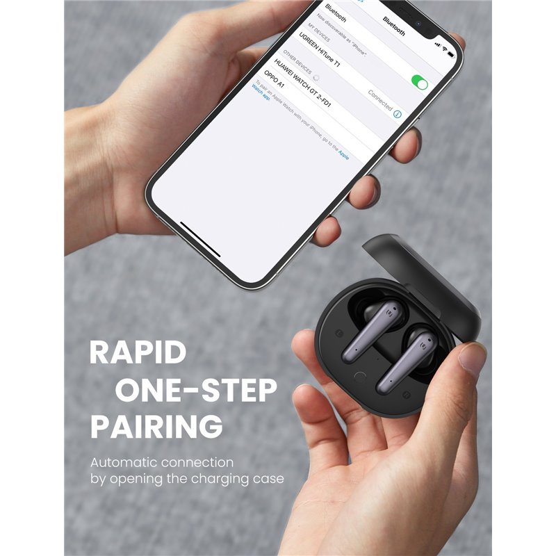 UGREEN HiTune T1 True Wireless Earbuds Bluetooth 5.0 Deep Bass Clear Calls Touch Control 27H Playtime USB-C Fast Charging White 80650 Ugreen