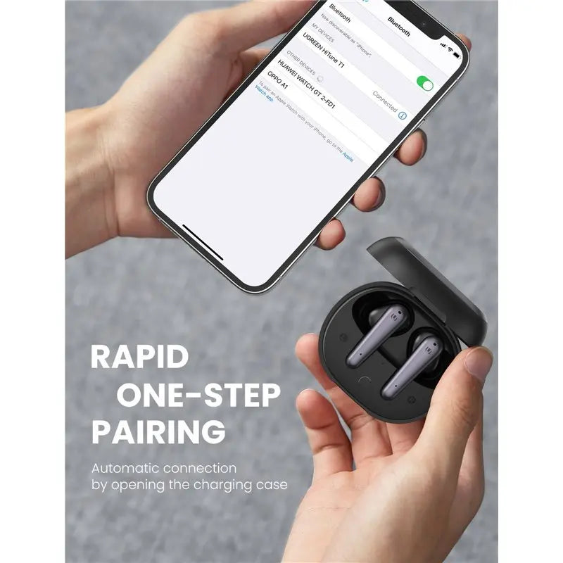 UGREEN HiTune T1 True Wireless Earbuds Bluetooth 5.0 Deep Bass Clear Calls Touch Control 27H Playtime USB-C Fast Charging White 80650 Ugreen