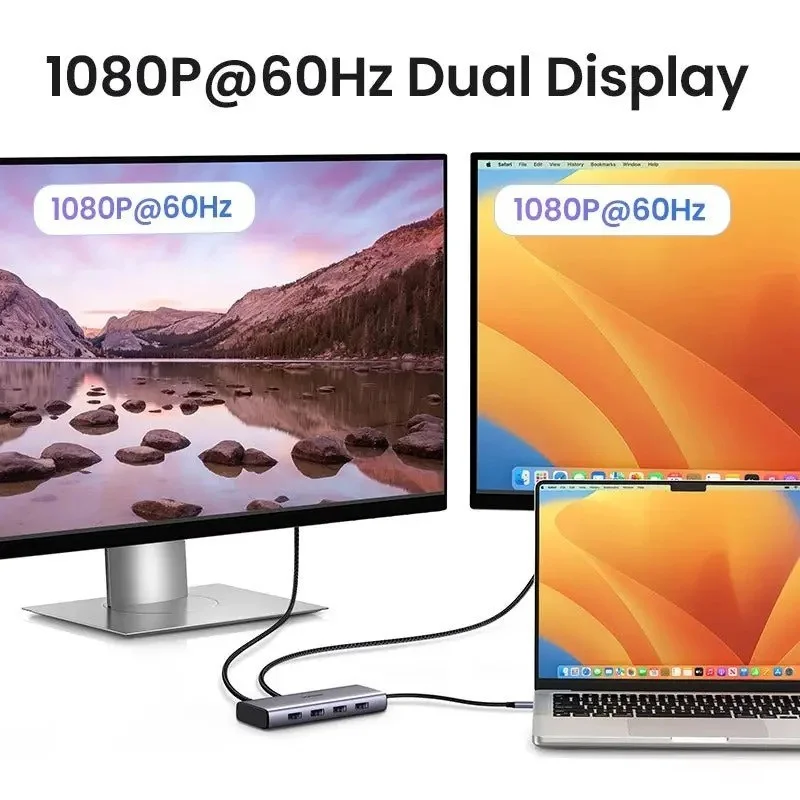 UGREEN 7-in-1 USB C Multifunctional Adapter 2 HDMI 2 USB A 3.0 3 USB A 2.0 100W PD Hub Dock Multi Port (35897) Ugreen