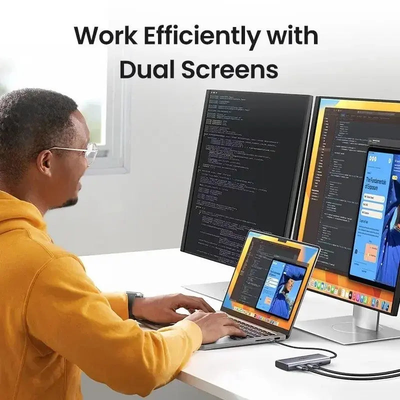 UGREEN 7-in-1 USB C Multifunctional Adapter 2 HDMI 2 USB A 3.0 3 USB A 2.0 100W PD Hub Dock Multi Port (35897) Ugreen