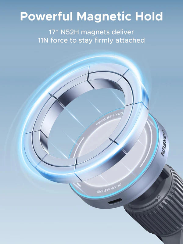 UGREEN 25W MagFlow Magnetic Wireless Car Charger (55967) – Qi2 & MagSafe Compatible Fast Charging Vent Mount