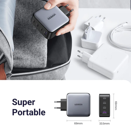 UGREEN 100W 4-Port 3C1A GaN Fast PD Charger Laptop Tablet Phone Desktop USB-C Wall Charger Multi Device Charging (40747) Ugreen