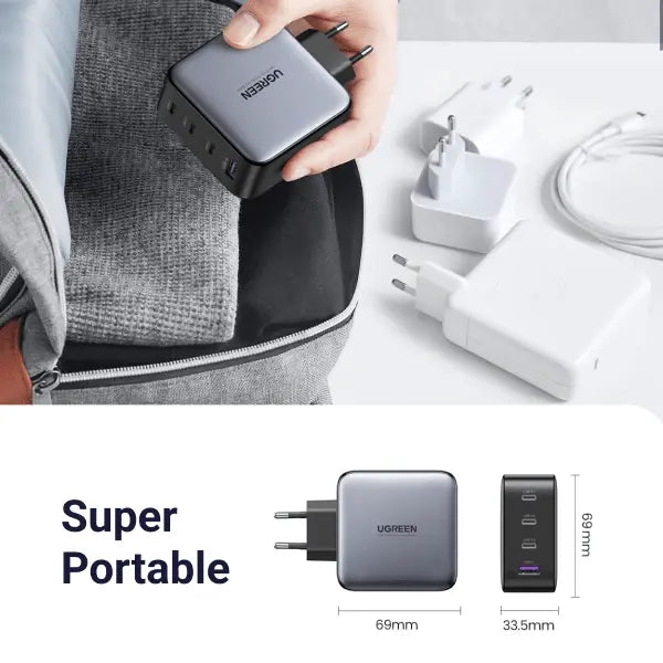 UGREEN 100W 4-Port 3C1A GaN Fast PD Charger Laptop Tablet Phone Desktop USB-C Wall Charger Multi Device Charging (40747) Ugreen