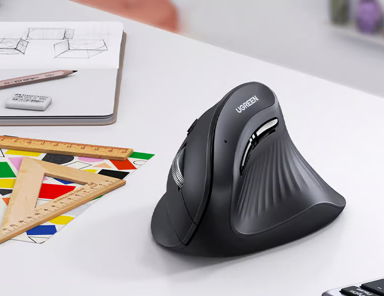 UGREEN vertical ergonomic wireless mouse on a desk