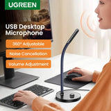 UGREEN USB Desktop Microphone Plug Play Condenser Mic Mute Button Adjustable Stand PC Laptop Gaming Streaming Podcasting 90416