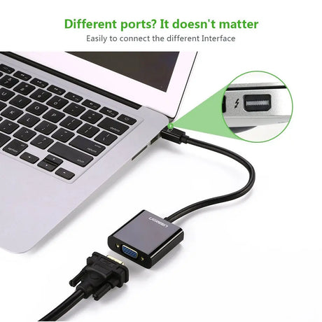 Mini DP to VGA, Ugreen Mini DisplayPort Thunderbolt Compatible to VGA Male to Female Adapter Black (10437) Ugreen