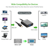 Mini DP to VGA, Ugreen Mini DisplayPort Thunderbolt Compatible to VGA Male to Female Adapter Black (10437) Ugreen
