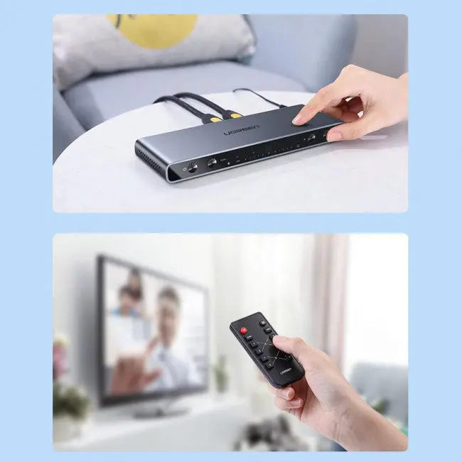 UGREEN 4x2 मैट्रिक्स (4 इन 2 आउट) HDMI स्विच बॉक्स 4Kx2K@60Hz ऑडियो ऑप्टिकल + 3.5 मिमी, ABS केस (70435) का समर्थन करता है