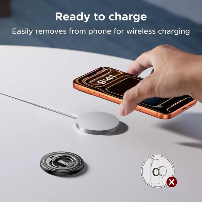UGREEN MagSafe smartphone ring holder with 360° rotation, double-sided magnet, metal design, secure grip, and stand for iPhone(65819)