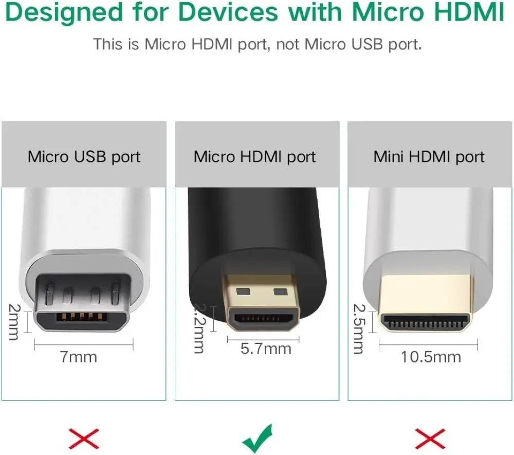 UGREEN মাইক্রো HDMI পুরুষ থেকে HDMI মহিলা অ্যাডাপ্টার - কালো (২০১০৬)