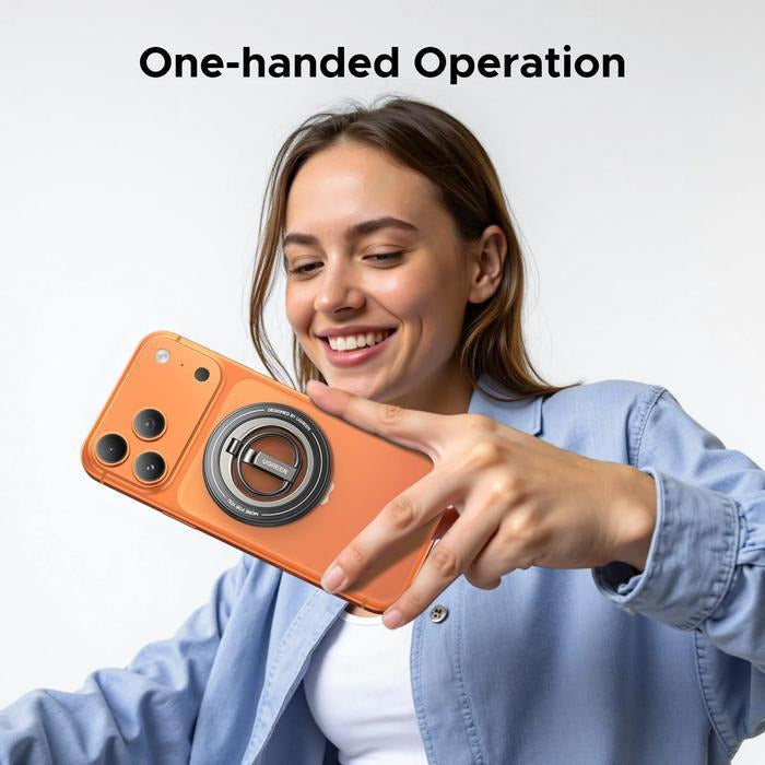 UGREEN MagSafe smartphone ring holder with 360° rotation, double-sided magnet, metal design, secure grip, and stand for iPhone(65819)