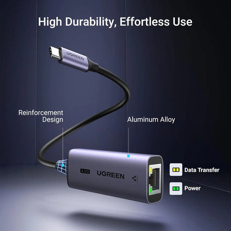 UGREEN USB C to Ethernet Adapter 2.5G,Ethernet Adapter for Laptop,Aluminum,Type C (Thunderbolt 4/3) to Rj45 Network Internet LAN Adapter,Compatible for NAS,MacBook Air/Pro,XPS,iPhone 15 Pro/Max,Grey Ugreen India