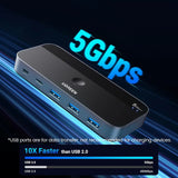 UGREEN USB C Switch 5Gbps 2 PC Share 4 USB Device Computer Keyboard Mouse Webcam Printer 2 USB-C Cable Remote Control (25098)