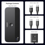 UGREEN USB C Switch 5Gbps 2 PC Share 4 USB Device Computer Keyboard Mouse Webcam Printer 2 USB-C Cable Remote Control (25098)