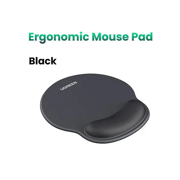 UGREEN Ergonomic Mouse Pad with Wrist Rest Support, Slow Rebound Memory Foam Mouse Mat, Pain Relief Typing, Desk Mouse Pad with Easy Glide Surface and Non-Slip PU Base for Gaming and Working, Black (25245) - Ugreen India