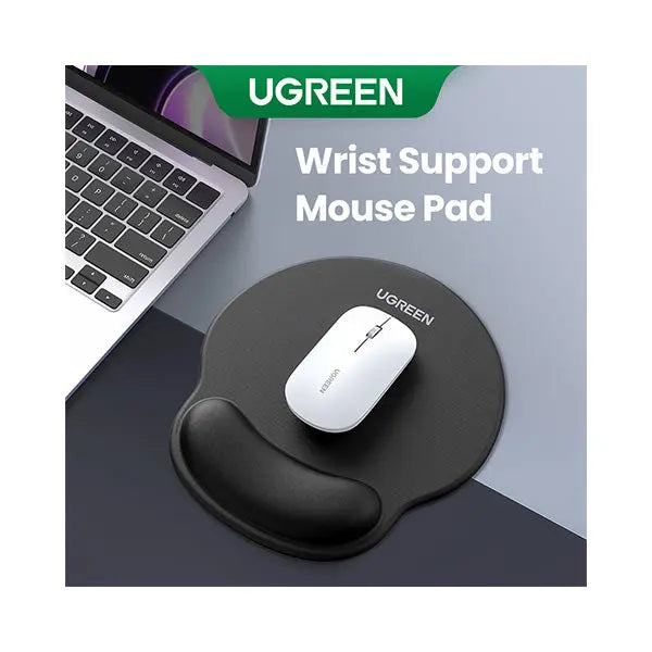 UGREEN Ergonomic Mouse Pad with Wrist Rest Support, Slow Rebound Memory Foam Mouse Mat, Pain Relief Typing, Desk Mouse Pad with Easy Glide Surface and Non-Slip PU Base for Gaming and Working, Black (25245) - Ugreen India