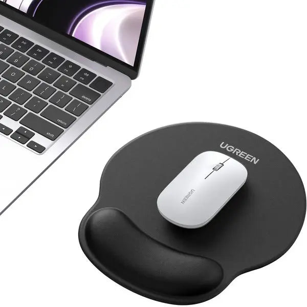 UGREEN Ergonomic Mouse Pad with Wrist Rest Support, Slow Rebound Memory Foam Mouse Mat, Pain Relief Typing, Desk Mouse Pad with Easy Glide Surface and Non-Slip PU Base for Gaming and Working, Black (25245) - Ugreen India