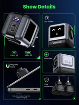 UGREEN Nexode RobotGaN 65W Charger (Black) - Ugreen India