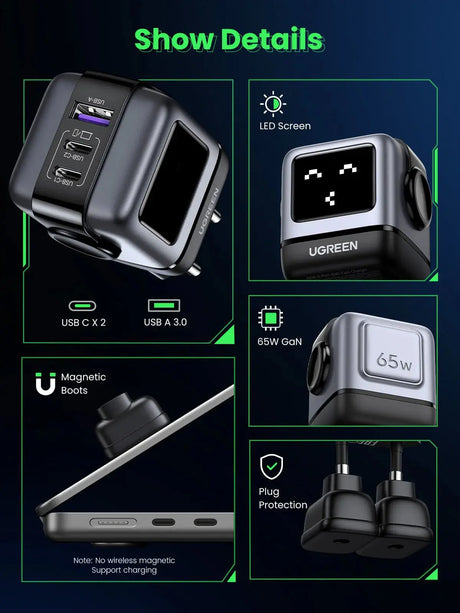 UGREEN Nexode RobotGaN 65W Charger (Black) - Ugreen India