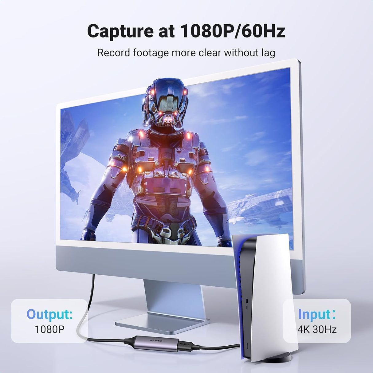 UGREEN Full HD 1080P Video Capture Card 4K HDMI to USB-A/C HDMI Capture Card USB 2.0Capture Video Audio Recording Compatible with Switch PS5 Xbox iPadOS MacBook, Incompatible with DVD player/Firestick (25854)