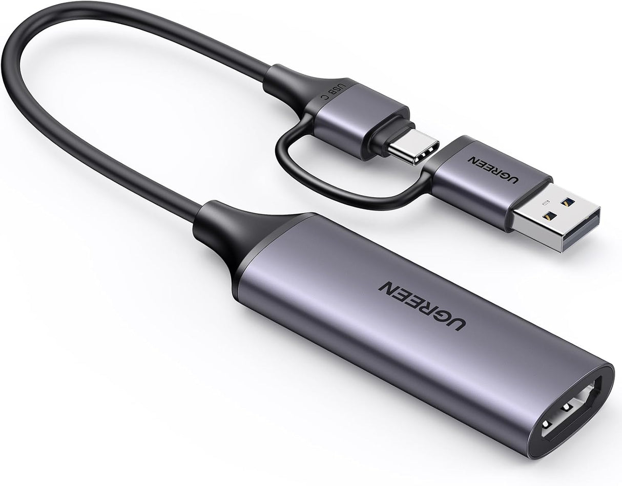 UGREEN Full HD 1080P Video Capture Card 4K HDMI to USB-A/C HDMI Capture Card USB 2.0Capture Video Audio Recording Compatible with Switch PS5 Xbox iPadOS MacBook, Incompatible with DVD player/Firestick (25854)