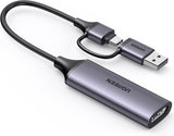 UGREEN Full HD 1080P Video Capture Card 4K HDMI to USB-A/C HDMI Capture Card USB 2.0Capture Video Audio Recording Compatible with Switch PS5 Xbox iPadOS MacBook, Incompatible with DVD player/Firestick (25854)