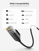 UGREEN  3m Ethernet Patch , RJ45 Cat6A UTP High-Speed Network Cable,(Black) – Model 70653