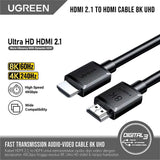 Ugreen 1M HDMI 2.1 8K@60Hz Cable with 48Gbps speed, Supports 4K@240Hz, eARC, Dolby Atmos, and DTS:X.,HDCP 2.3/2.2, Ethernet, and 3D(45430)
