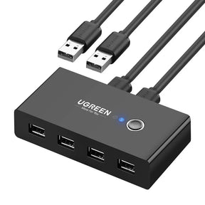 UGREEN 2x4 USB 2.0 Sharing Switch Box 2 In 4 Out Peripheral Switcher Printer Scanner Keyboard Mouse PC Laptop USB Hub Switch 30767 Ugreen