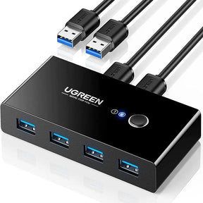 UGREEN 2-in-4 USB 3.0 Sharing Switch Box Selector PC Printer Scanner One-Button Swapping 2 USB-A Cables Included 30768 Ugreen