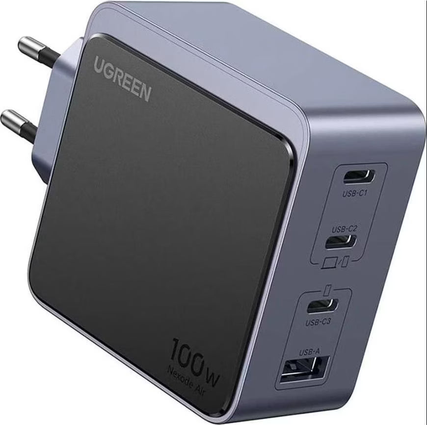 UGREEN Nexode S 100W 4 port GaN charger product side view compact EU plug