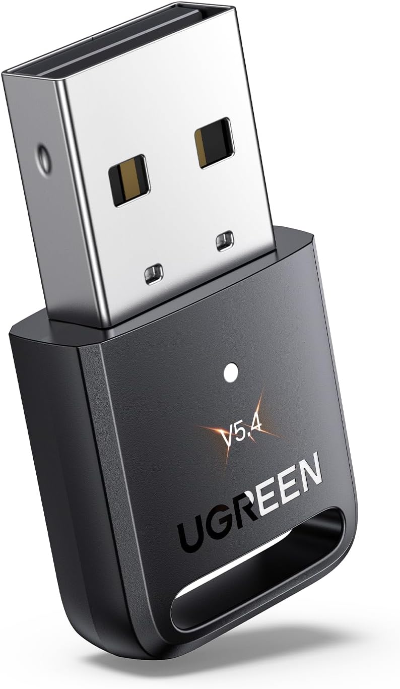 UGREEN USB Bluetooth Adapter 5.4 for PC, Plug & Play for Windows 11/10/8.1, Bluetooth Receiver & Transmitter for Keyboard/Mouse/Headphone/Speakers (35058)