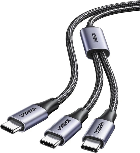 UGREEN 1.5M 100W USB C Male to USB C Male 2.0 2-in-1 Cable ,5A Fast Charging Cord Braided, PD 3.0 Fast Charging, Compatible with Samsung S24, iPhone 16 Pro Max, MacBook/iPad Pro, Google Pixel (35087) Ugreen India