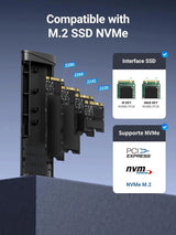 UGREEN M.2 NVMe এনক্লোজার 10Gbps USB C 3.2 Gen 2 for M and M&amp;B Key অ্যালুমিনিয়াম PCIe অ্যাডাপ্টার সলিড স্টেট ড্রাইভ এক্সটার্নাল রিডার সাপোর্ট UASP এবং ট্রিম সাইজ 2230/2242 /2260/2280 (35267)