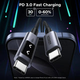 UGREEN USB C to USB C Cable 0.5M 1.6ft 100W Fast Charging Type-C LED Display iPhone 16 Pro Max 15 MacBook iPad Galaxy (45612)