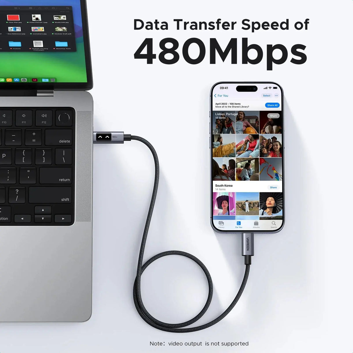 UGREEN 2M/6Ft UGREEN Uno USB C কেবল 100W USB C থেকে USB C 20V 5A ফাস্ট চার্জিং টাইপ C থেকে C কর্ড iPhone 16 15 সিরিজ, MacBook Pro Air, Galaxy S25 S24 A54, Pixel 9, iPad, কালো, 6ft LED ডিসপ্লে সহ সামঞ্জস্যপূর্ণ (35512)