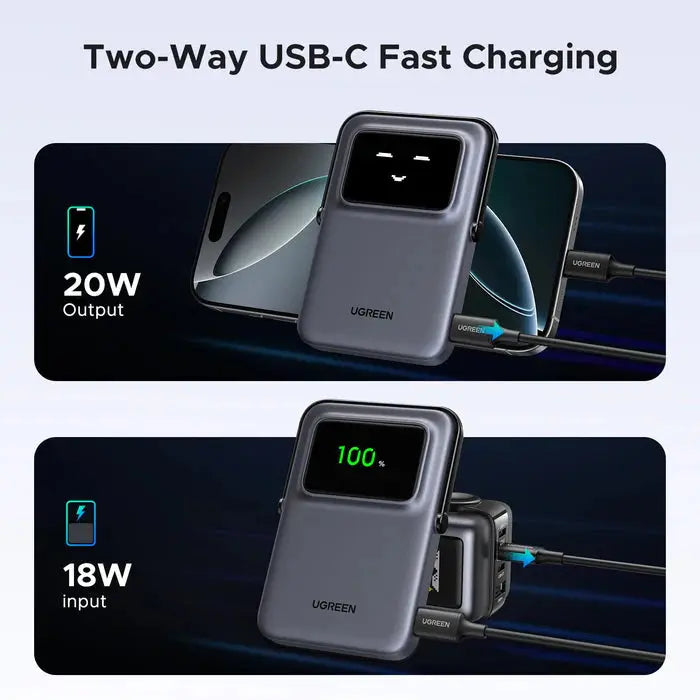 UGREEN Uno Magnetic Power Bank 5000mAh MagSafe Wireless Portable Charger USB C 20W iPhone 15 Pro Max 14 13 Black (35605B)