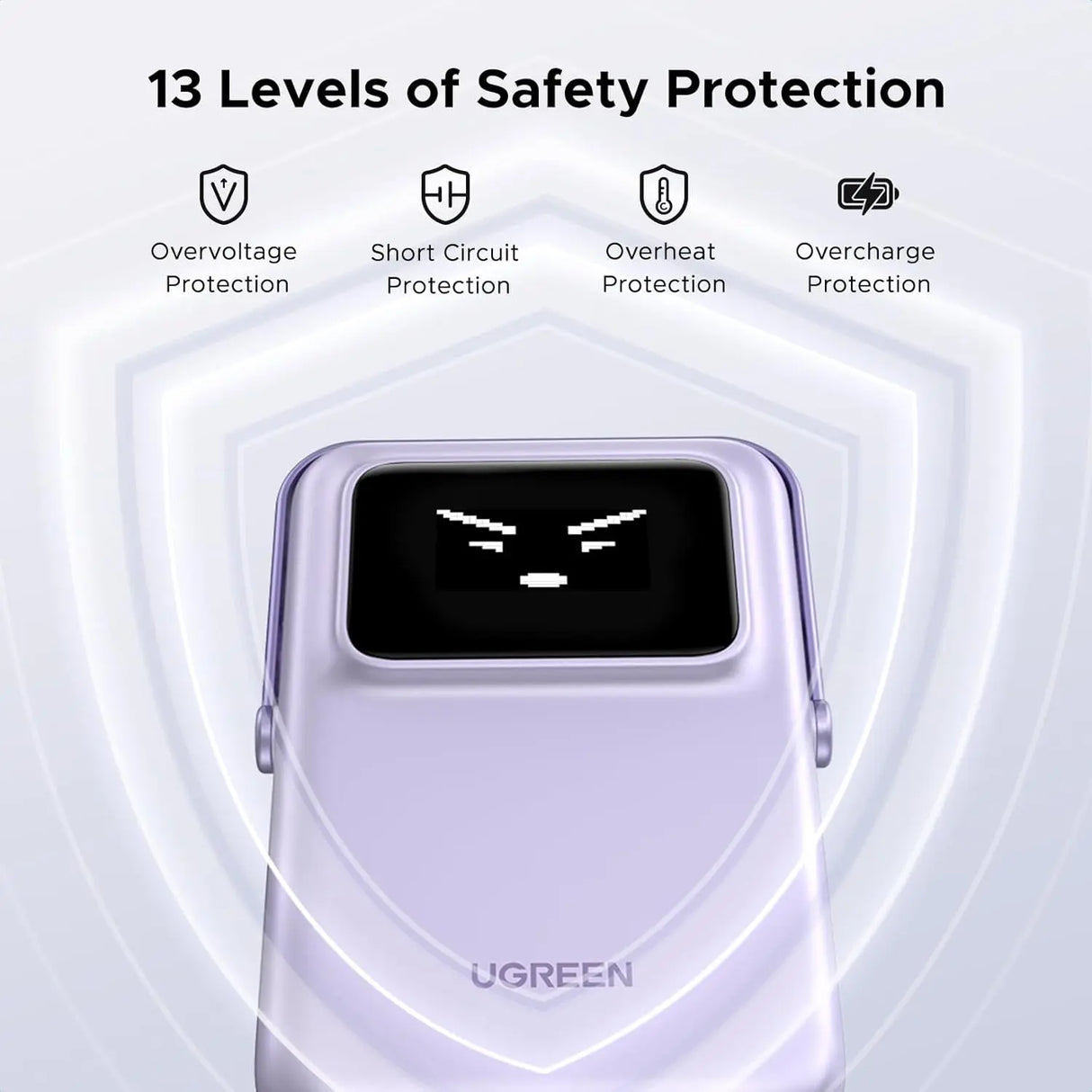 UGREEN Uno MagSafe Power Bank 5000mAh Magnetic 20W Fast Charging Foldable Stand Emoji TFT Display iPhone 16 15 14 Purple (35606)