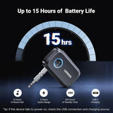 UGREEN Bluetooth 5.4 Car Adapter, Hands-Free Call & Noise Cancelling AUX to Bluetooth Adapter for Car, 3.5mm Audio Blue-Tooth Receiver for Cars Stereo Home Speaker - 15H Battery Life (90748)
