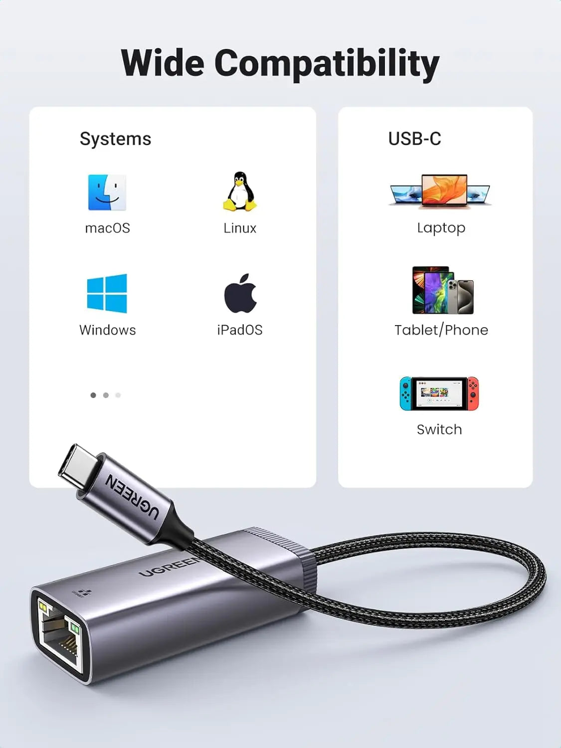 UGREEN USB C to Ethernet Adapter to 10 100 1000 Mbps Gigabit LAN Network Adapter RJ45 Internet Adapter Compatible with Nintendo Switch Laptop PC MacBook Surface XPS and More Ugreen India