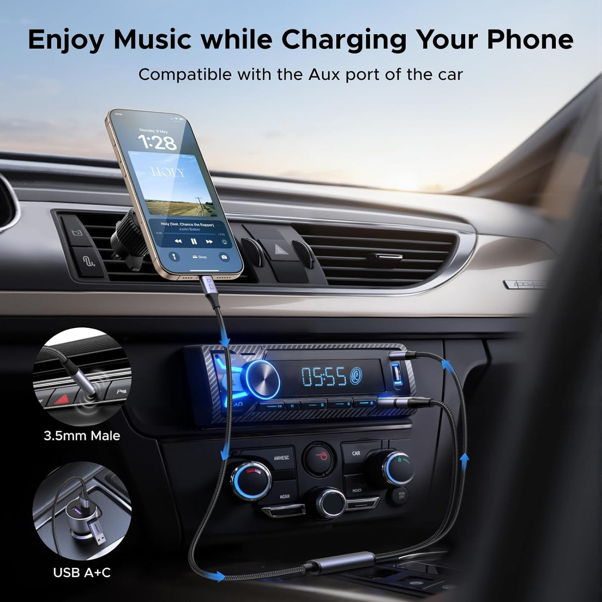 UGREEN USB C to 3.5mm Audio Cable and Charger 2 in 1 Hi-Res Type C to Aux TRS Headphone Car Stereo Ugreen India