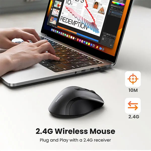 UGREEN 2.4G 1600 DPI 6 Buttons Wireless Mouse with Nano Receiver, 3 Adjustable DPI Levels for PC, Laptop, iMac, MacBook, Microsoft Pro, Office Home, Black (45012) - Ugreen India