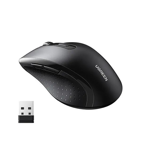 UGREEN 2.4G 1600 DPI 6 Buttons Wireless Mouse with Nano Receiver, 3 Adjustable DPI Levels for PC, Laptop, iMac, MacBook, Microsoft Pro, Office Home, Black (45012) - Ugreen India