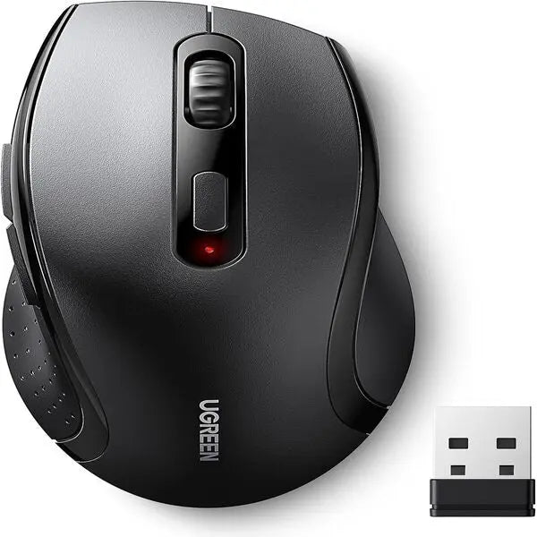 UGREEN 2.4G 1600 DPI 6 Buttons Wireless Mouse with Nano Receiver, 3 Adjustable DPI Levels for PC, Laptop, iMac, MacBook, Microsoft Pro, Office Home, Black (45012) - Ugreen India
