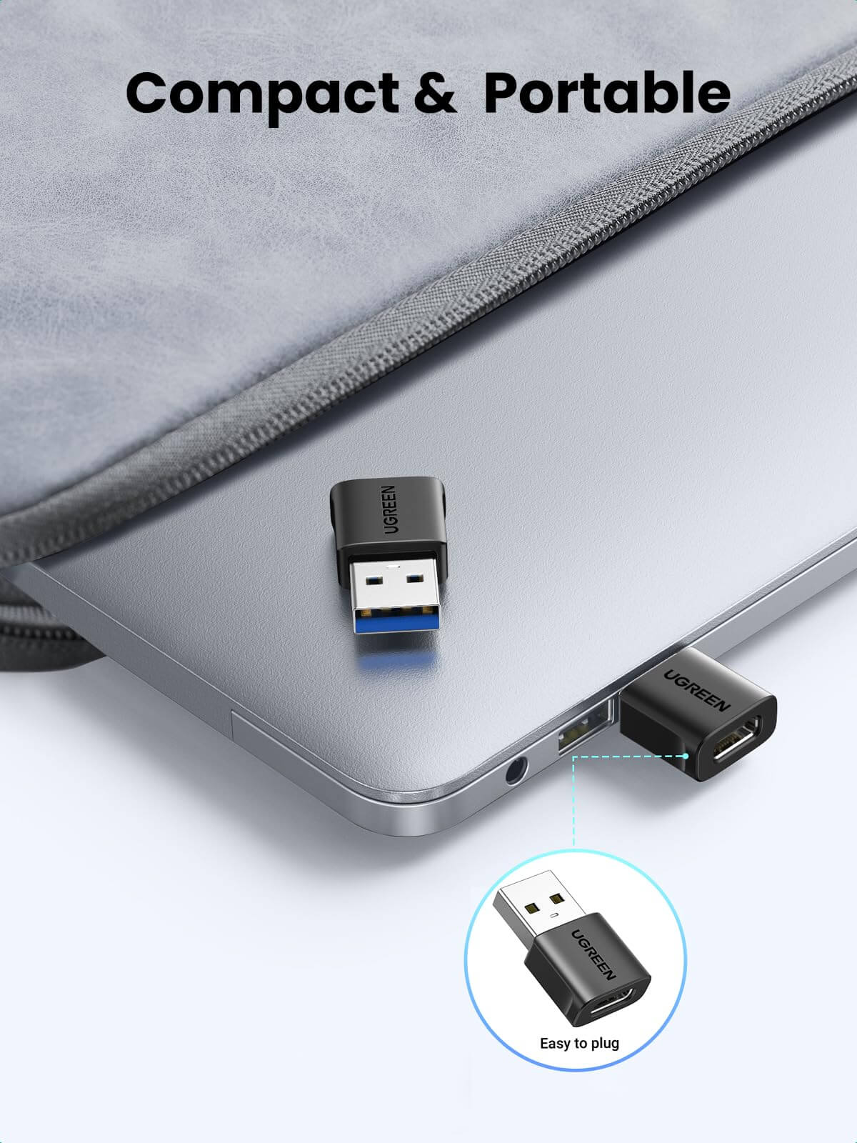 UGREEN 10Gbps USB to USB C Adapter, Type C Female to A Male Adaptor Fast Charge and Sync Converter Compatible with iPhone 17/16/15, Galaxy S25, Pixel 9, MacBook Air, iPad Pro(Black) (45275)