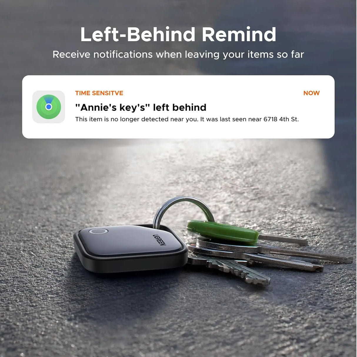 UGREEN FineTrack Smart Finder Compatible with Apple Find My (iOS Only) 2-Year Replaceable Battery Bluetooth Tracker Tags, Item Finder Smart Tag for Key Luggage Passport with Alarm& Left-Behind Remind (45297) Ugreen