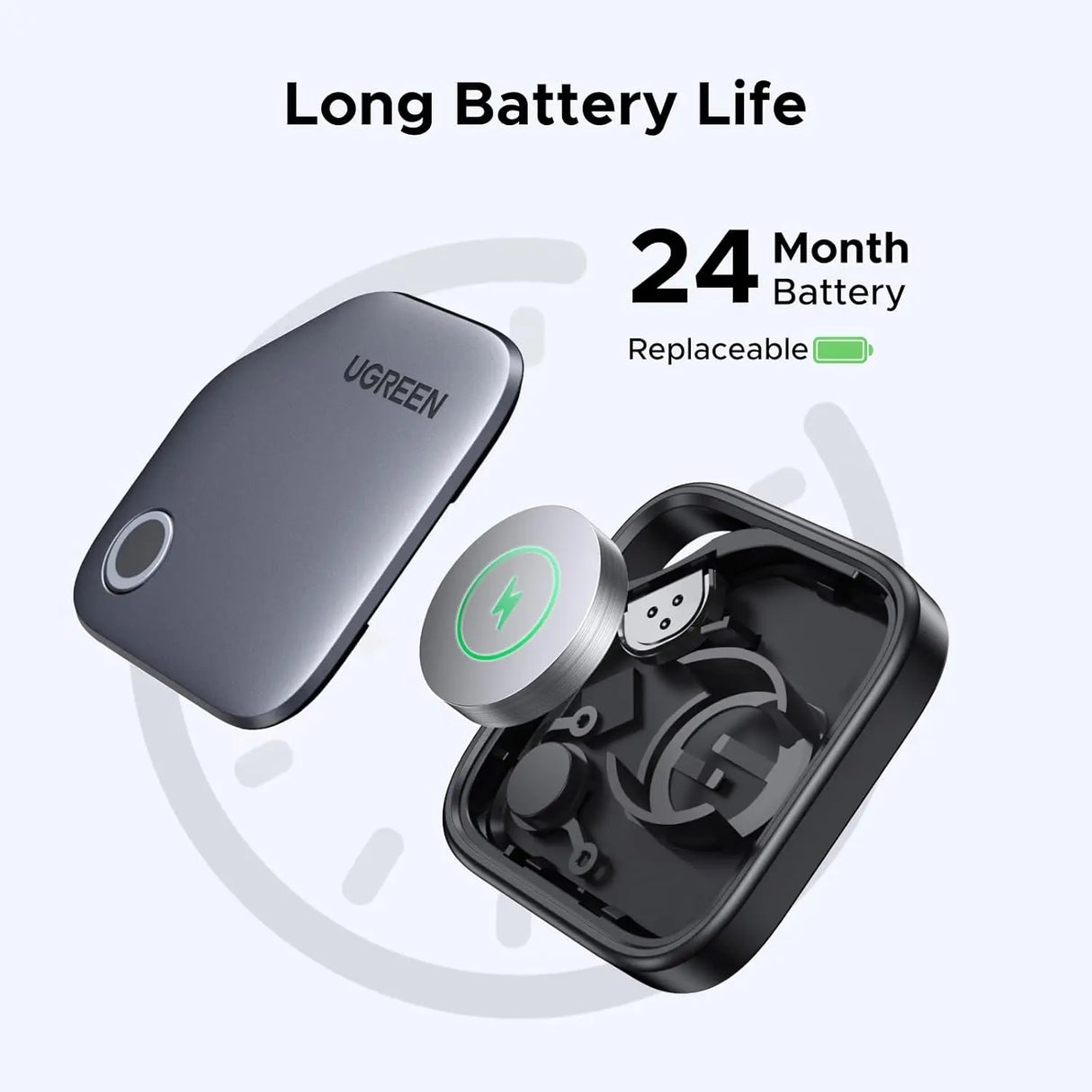 UGREEN FineTrack Smart Finder Compatible with Apple Find My (iOS Only) 2-Year Replaceable Battery Bluetooth Tracker Tags, Item Finder Smart Tag for Key Luggage Passport with Alarm& Left-Behind Remind (45297) Ugreen
