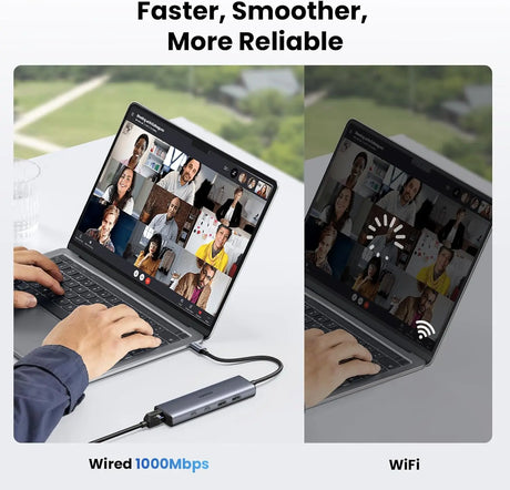 UGREEN USB C to Ethernet Adapter, 10Gbps Data Ports 5 in 1 USB C Hub Ethernet with 2* USB-C 3.2, USB-A 3.2/2.0, Gigabit RJ45 for Laptop, Type C (Thunderbolt 4/3 Compatible) to Network for MacBook, XPS Ugreen